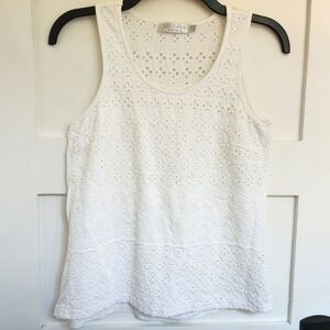 Solitaire Eyelet Sleeveless White Tank Top Shirt